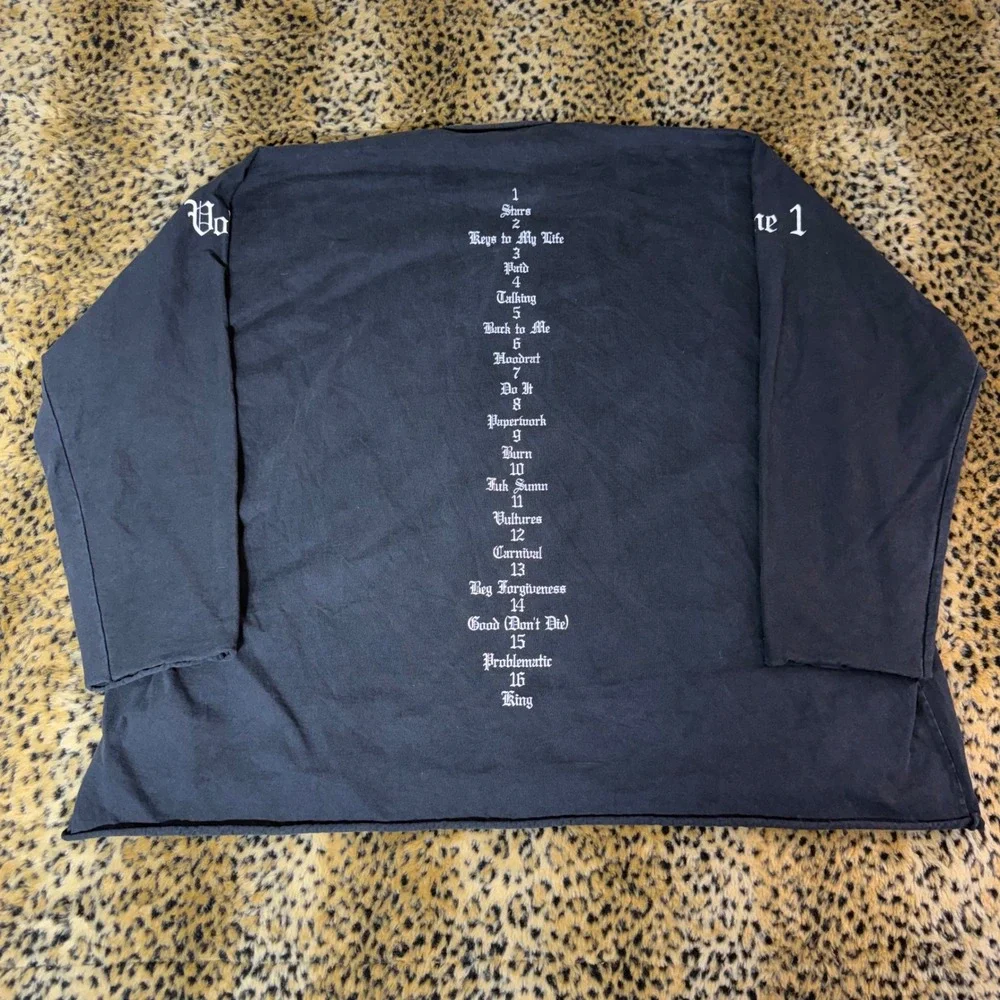 Kanye West Yeezy Vultures Volume 1 Tracklist Long Sleeve Shirt Black Size 3